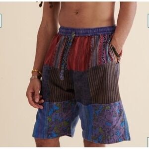 Earthbound Trading Company Patchwork Hippie Shorts Bohemian Size XXL
